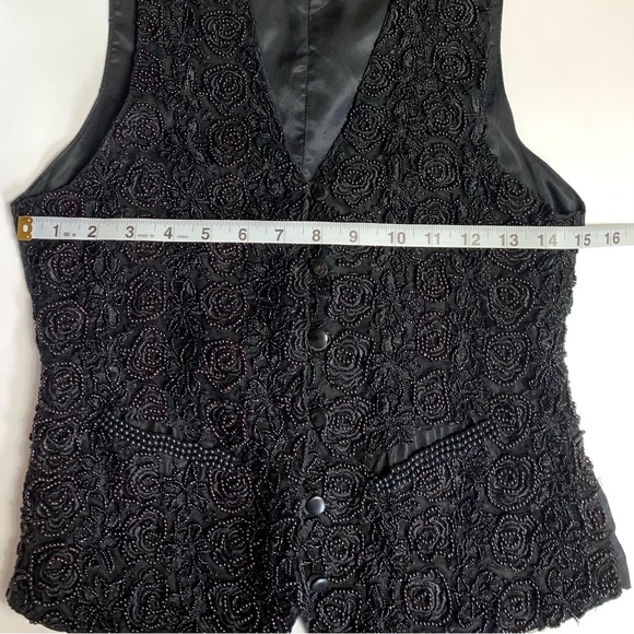 Vtg Beaded Floral Lined Vest - Picture 11 of 12